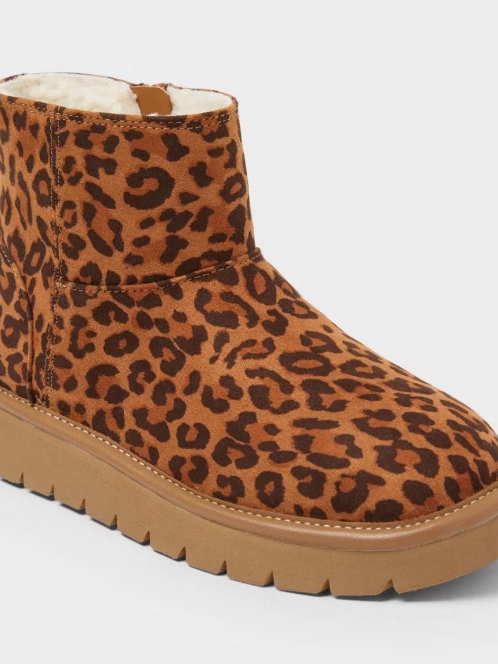 Cat & Jack Leopard Print Faux-Suede Ankle Boot in Tan and Dark Brown